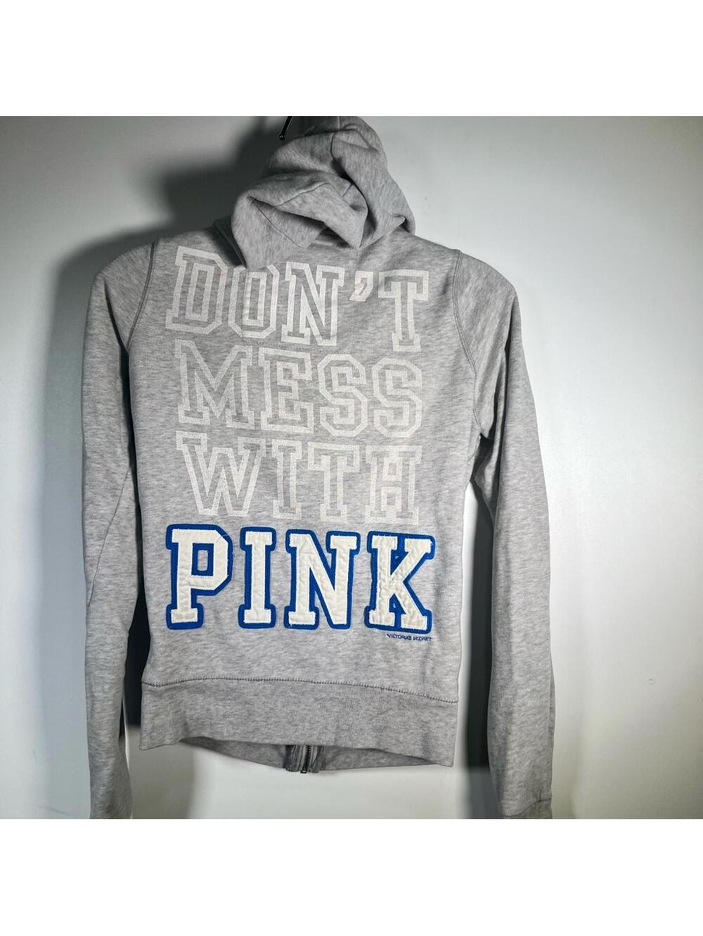 PINK Victoria's Secret Fitted Gray Zippered Hoodie - Picture 7 of 9